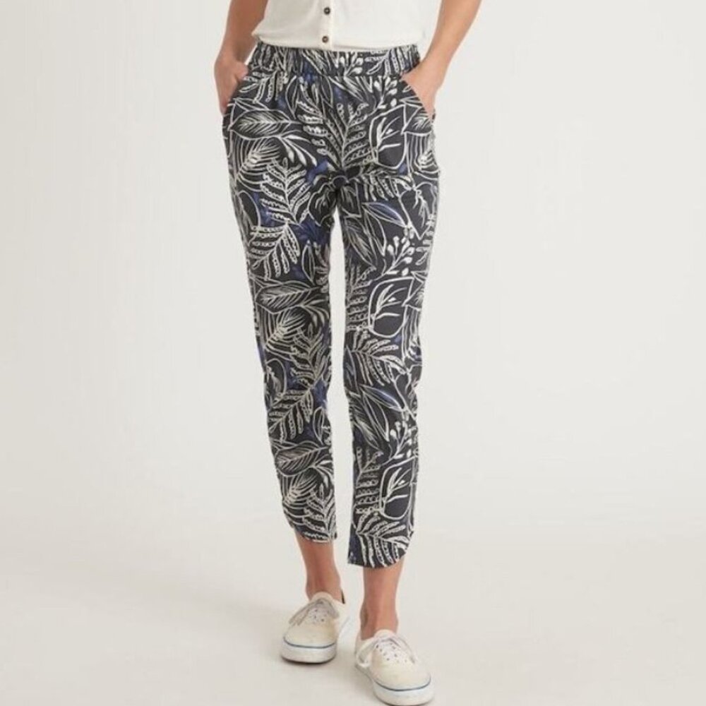 Marine Layer Allison Pant in Phantom/White Foliage Print Large